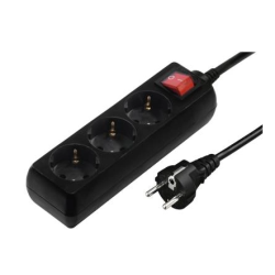 Разклонител HAMA 220V с 3-гнезда 1.4метра ключ черен