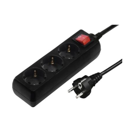 Разклонител HAMA 220V с 3-гнезда 1.4метра ключ черен